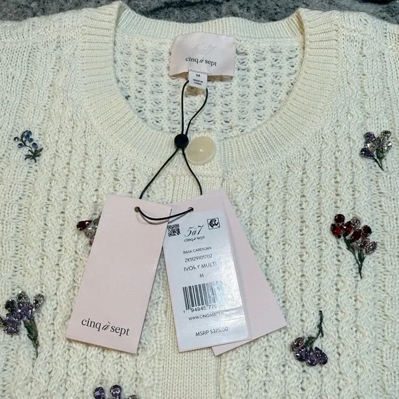 Floral Embroidered Cream Sweater - Picture 12 of 16